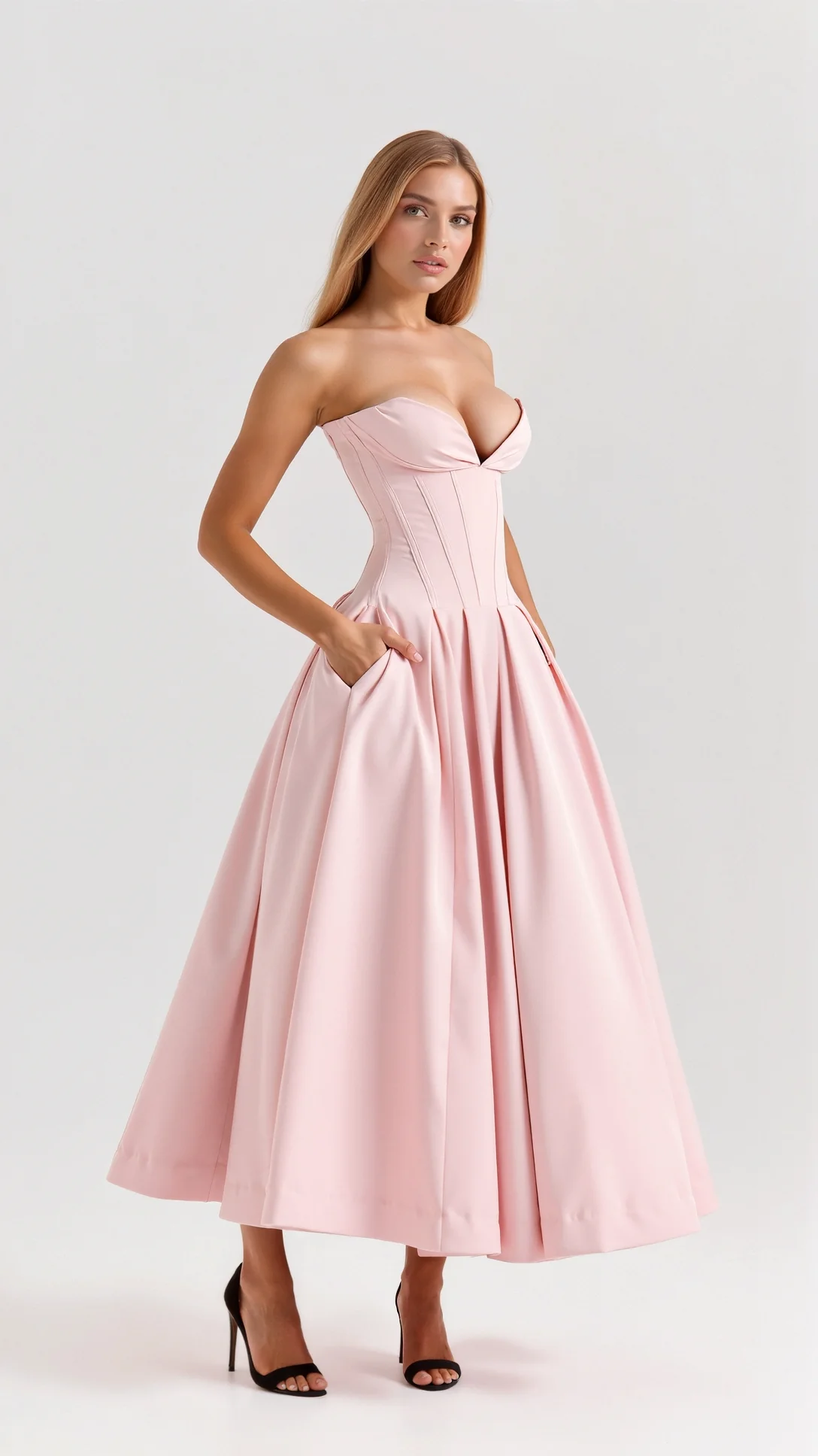 Celestia Strapless Midi Dress - Nextleian